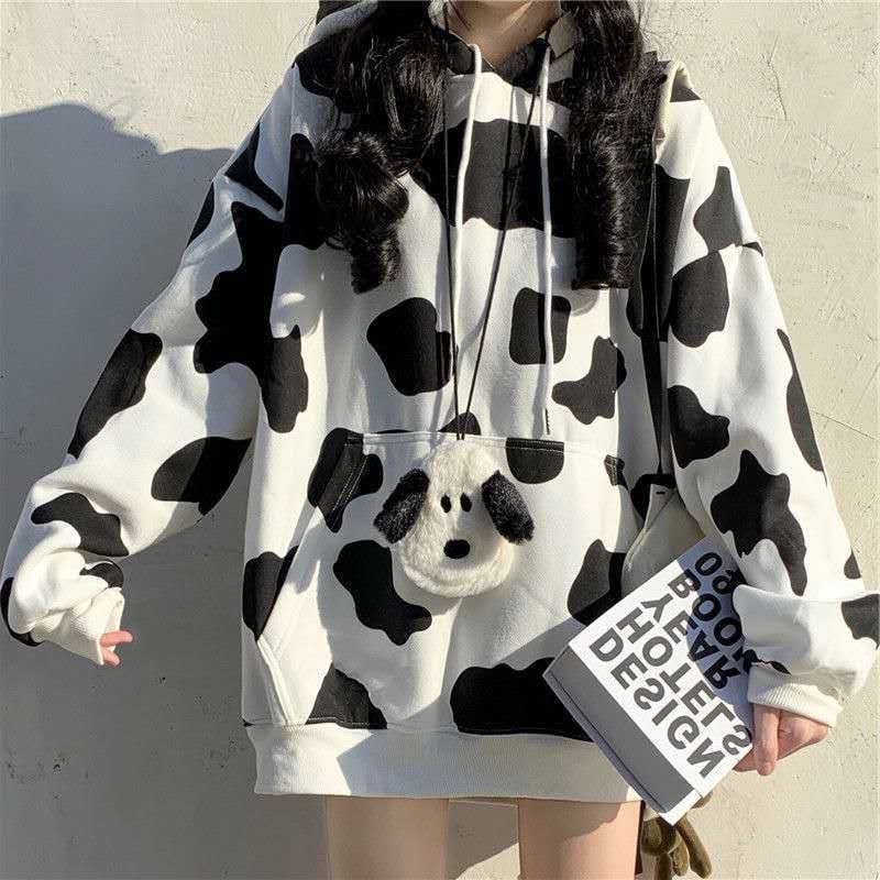 Cute Loose Hooded Sweater Jacket for Girls