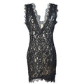 V-Neck Sleeveless Lace Cocktail Dress with Bodycon Fit