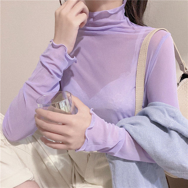 Korean Fashion Vintage Mesh Loose Transparent T-Shirt