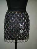 Sparkling Crystal and Gem Cutout Pendant Skirt