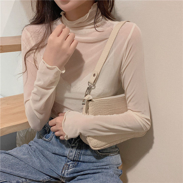 Korean Fashion Vintage Mesh Loose Transparent T-Shirt