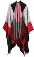 Autumn Winter Color Block Shawl - Faux Cashmere Wrap