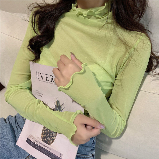 Korean Fashion Vintage Mesh Loose Transparent T-Shirt